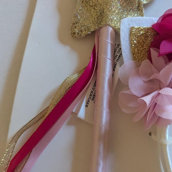 NWT Pink Gold Unicorn Flowers Headband Halloween Costume Star Wand Kids Michaels - Picture 7 of 10